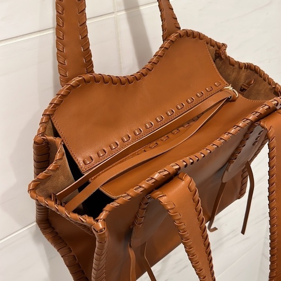 Chloe | Medium Calfskin Leather Mony Tote Bag in Caramel - Picture 13 of 15